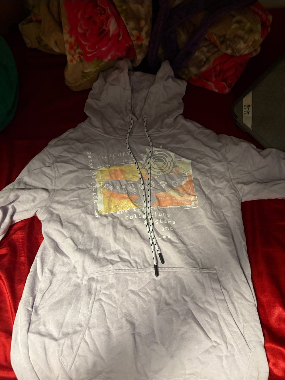 No Boundaries Lilac Pullover Hoodie with Color Block Graphic